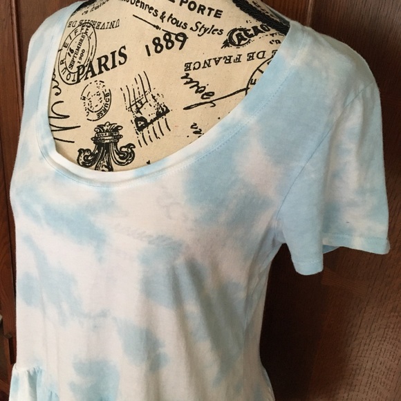 ❤️TIE DYED DAYDREAMER LA RUFFLE BOTTOM TEE T SHIRT CLOUDS - Picture 4 of 13